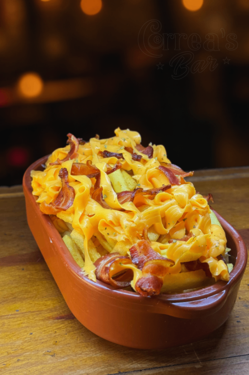 Fritas individual c/ bacon e cheddar