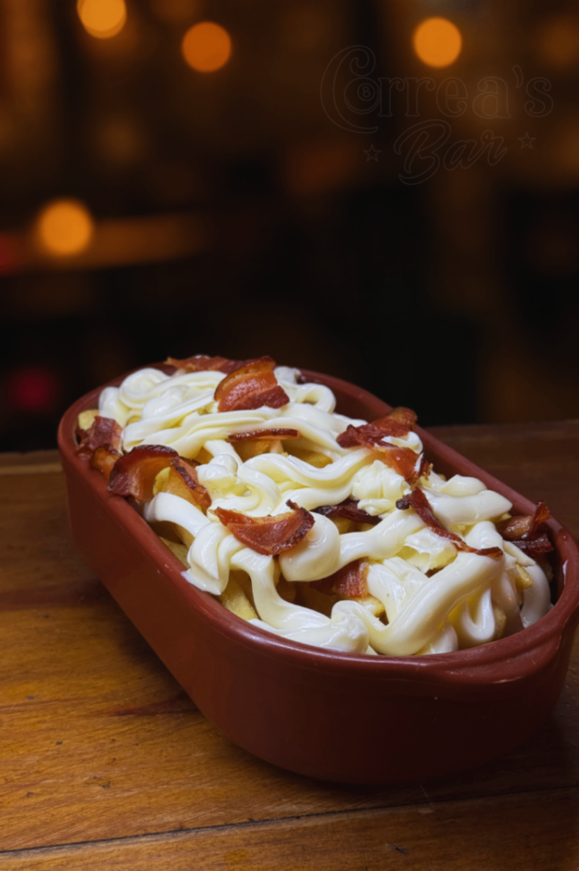 Fritas individual c/ bacon e requeijão